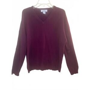 Stafford Executive Men's 100% Cashmere V-Neck Sweater Large Burgundy